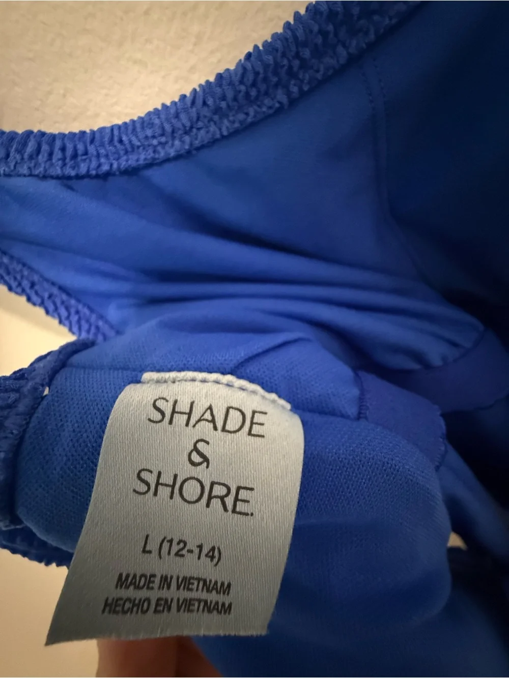 Shade & Shore Royal Blue Classic Preppy One Piece Swim Suit Scoop Neck XL 12-14